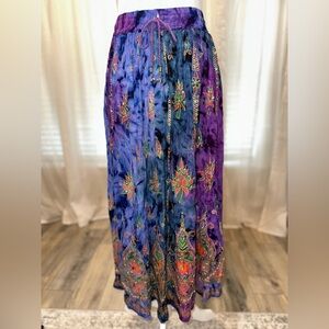 Vintage Bohemian Sequin Embellished Maxi Skirt Women’s Medium - Blue and Purple